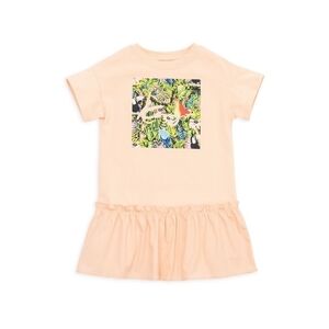 KENZO Kids Girl's Pink Tropical Crewneck Ruffle Hem Dress Size 3A/98 As Is